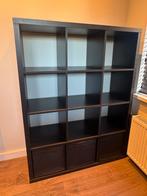 Ikea Kallax kast 12 vakken zwartbruin + 4 manden, Ophalen, Met plank(en), Kunststof, 100 tot 150 cm