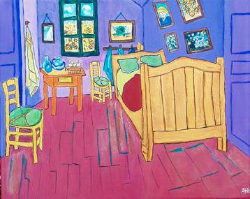 Schilderij Slaapkamer Vincent van Gogh vrolijk acryl canvas  beschikbaar voor biedingen