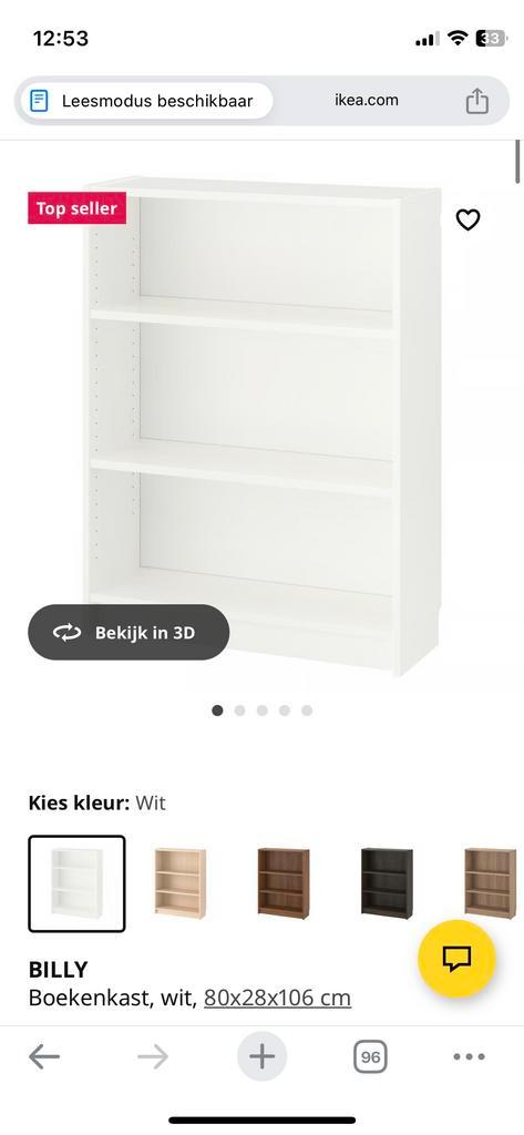 Witte lage Ikea Billy kast, Huis en Inrichting, Kasten | Kledingkasten, Gebruikt, 100 tot 150 cm, 50 tot 100 cm, 25 tot 50 cm