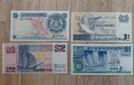 4x Singapore 1 en 2 dollar Biljetten Set, 3x UNC, Ophalen of Verzenden, Setje
