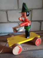 Oud houten Pinokio trekkarretje., Antiek en Kunst, Antiek | Speelgoed, Ophalen of Verzenden
