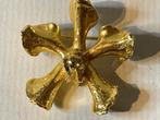 Orchidee, broche en hanger, goudkleurig, Ophalen, Overige materialen, Broche, Verguld