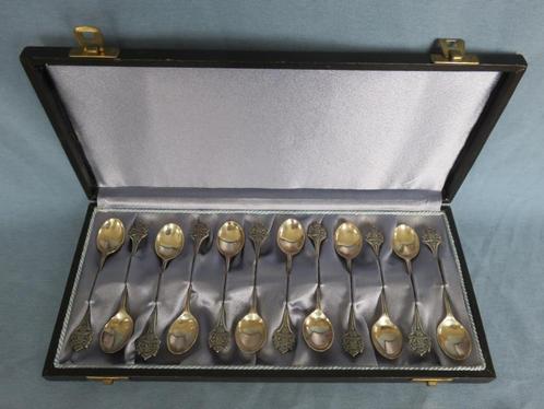 Doos met 12 zilveren lepeltjes – je maintiendrai 1845, Antiek en Kunst, Antiek | Goud en Zilver, Zilver, Ophalen of Verzenden