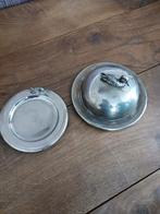 Verzilverd bord en schaaltje met eendjes, Ophalen of Verzenden