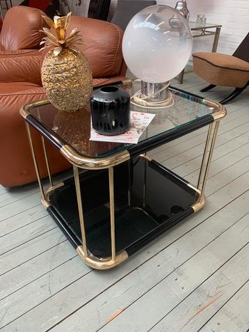 Tafel zwart messing bijzettafel DeKnudt Willy Rizzo stijl beschikbaar voor biedingen