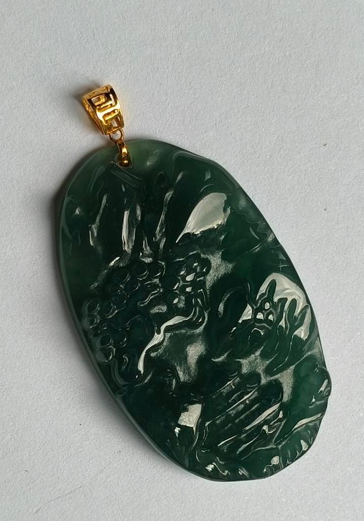 Jade Hanger met 18k Gouden Oogje, Sieraden, Tassen en Uiterlijk, Kettingen, Nieuw, Steen of Mineraal, Groen, Met edelsteen, Met hanger