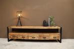 Mango houten TV-meubel met metalen frame, Ophalen, 150 tot 200 cm, Zo goed als nieuw, Minder dan 100 cm
