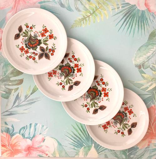 Vier ontbijtbordjes Arzberg Bavaria jaren ‘60 servies 🌺, Huis en Inrichting, Keuken | Servies, Zo goed als nieuw, Bord(en), Overige stijlen