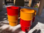 4 vintage mepal mokken rood geel, Verzamelen, Retro, Ophalen of Verzenden, Huis en Inrichting