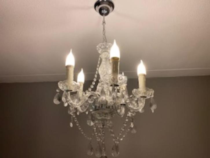Hanglamp kroonluchter, Huis en Inrichting, Lampen | Hanglampen, Gebruikt, 50 tot 75 cm, Glas, Kunststof, Ophalen