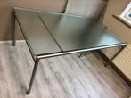 Glazen salontafel met chromen onderstel 180 x 97, Ophalen, 50 tot 75 cm, Glazen salontafel met chromen onderstel, 50 tot 100 cm