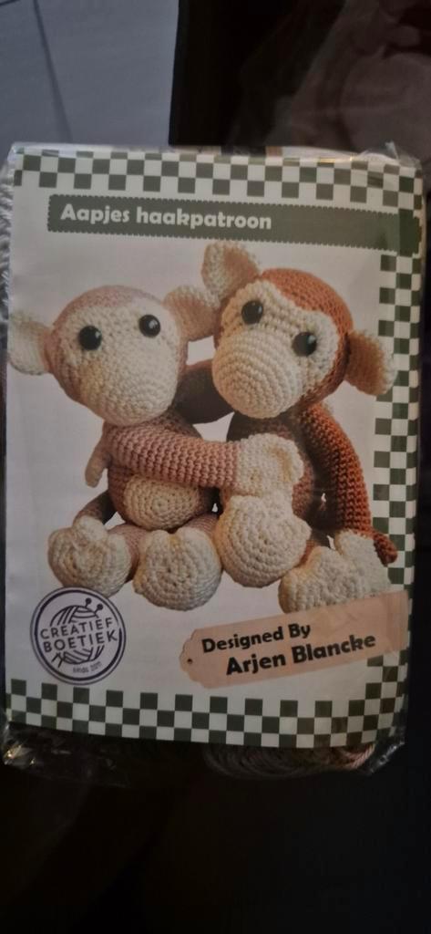 Haakpakket aapje, Hobby en Vrije tijd, Breien en Haken, Zo goed als nieuw, Haken, Wol of Garen, Ophalen of Verzenden