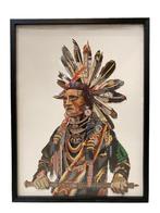 3D schilderij 'Indianenman', Nieuw, Ophalen of Verzenden, Schilderij, 75 cm of meer