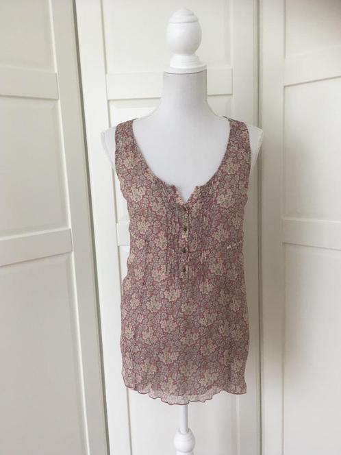 Massimo Dutti wijnrode floral bloemetjes top, maat S, Kleding | Dames, Tops, Gedragen, Maat 36 (S), Rood, Zonder mouw, Ophalen of Verzenden