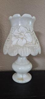Prachtige antieke albast lamp met bloemen, Ophalen of Verzenden