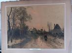 Oude Prent: Wintermorgen, Gebruikt, Overige typen, Ophalen of Verzenden, Minder dan 50 cm