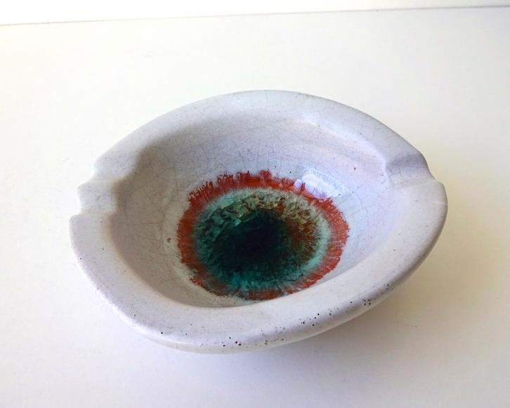 Keramiek schaal asbak lichtgrijs met turquoise Mobach 3340-s, Antiek en Kunst, Antiek | Keramiek en Aardewerk, Ophalen of Verzenden