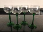 4 vintage Luminarc wijnglazen met groene voet, Antiek en Kunst, Antiek | Glas en Kristal, Ophalen of Verzenden