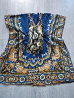 Blauw Wit Geel Top maat met touwtje te bepalen, Kleding | Dames, Ophalen of Verzenden, Zo goed als nieuw, Blauw, Zonder mouw