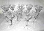 12 - Delige lot loodkristallen geslepen wijnglazen., Ophalen of Verzenden