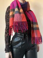 Vintage geblokte sjaal, 185x77cm. Tarten ruit roze oranje, Kleding | Dames, Mutsen, Sjaals en Handschoenen, Verzenden, Maat 42/44 (L)