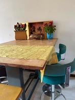 Tekentafel als Eettafel + Barkrukken (Opknapper), Huis en Inrichting, Gebruikt, Vijf personen of meer, Metaal, 150 tot 200 cm