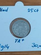 Nederland 25 cent 1914 zilver, Postzegels en Munten, Munten | Nederland, Ophalen of Verzenden, Koningin Wilhelmina, 25 cent, Zilver