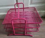 Roze Metalen Bureau Organizer Papieren Formulieren Bakken, Ophalen of Verzenden, Gebruikt