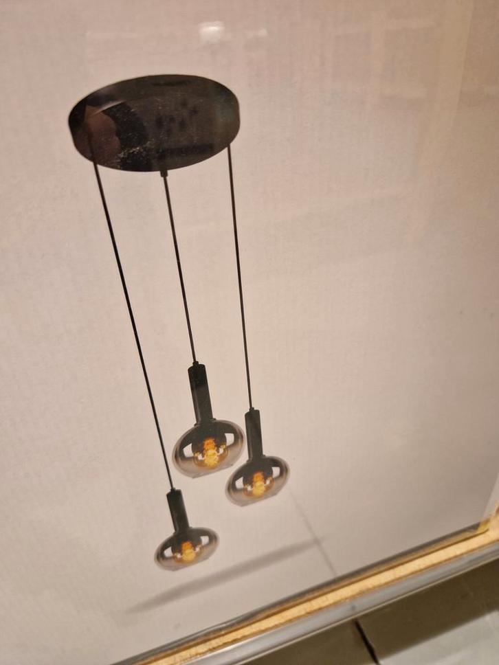 Lucide Marius Hanglamp rookglas - 3 Bollen, Huis en Inrichting, Lampen | Hanglampen, Nieuw, 75 cm of meer, Glas, Metaal, Ophalen