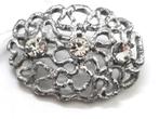 Zilverkleurige broche met drie grote strass stenen (7906-486, Sieraden, Tassen en Uiterlijk, Broches, Ophalen, Zo goed als nieuw