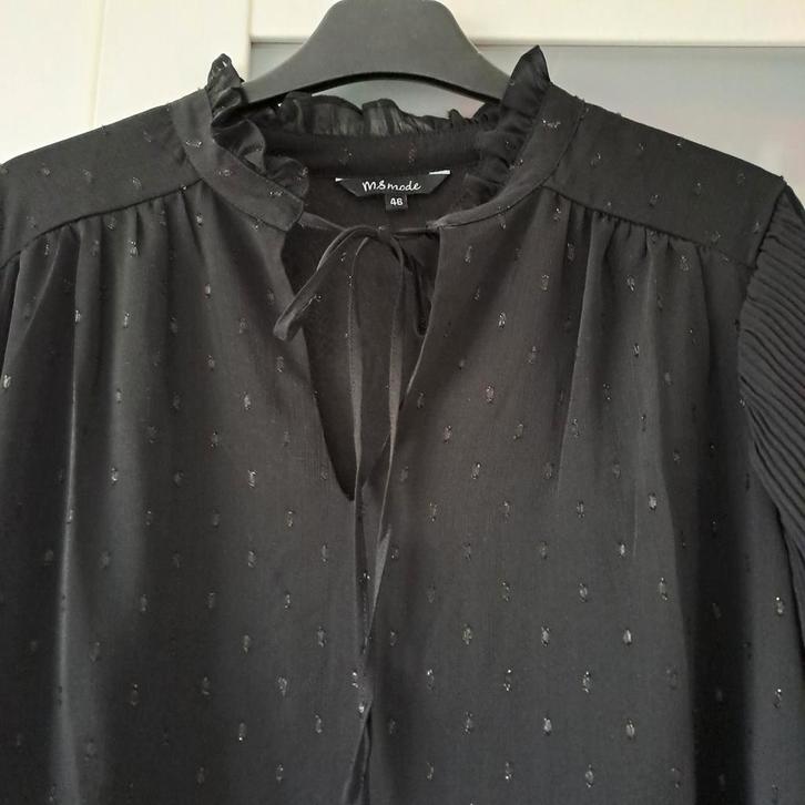 Zwarte MS Mode blouse maat 46, Kleding | Dames, Grote Maten, Zo goed als nieuw, Blouse of Tuniek, Zwart, Ophalen of Verzenden