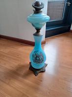 Antieke Petroleumlamp Blauw Glas, Ophalen
