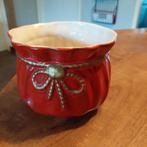 Vintage siekera keramik, rode bloempot met strik, Gebruikt, Overige vormen, Aardewerk, Tuin