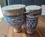 Antiek Afrikaans, Marokaans leer twin drum muziekinstrument, Ophalen of Verzenden