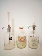 3 grote oude toonbank winkelflessen Eau de Cologne parfum, Antiek en Kunst, Ophalen of Verzenden