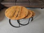HACO mangohout salontafel set, Ophalen, 50 tot 100 cm, Rond, 50 tot 100 cm