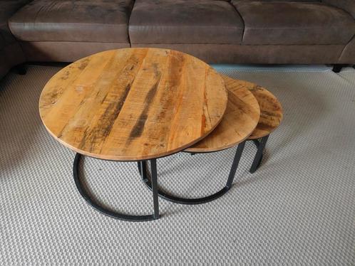 HACO mangohout salontafel set, Huis en Inrichting, Tafels | Salontafels, Zo goed als nieuw, Minder dan 50 cm, 50 tot 100 cm, 50 tot 100 cm