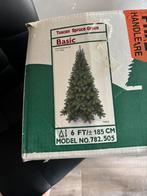 Kunstkerstboom 185 cm met rieten kerstboomrok, Ophalen, Zo goed als nieuw