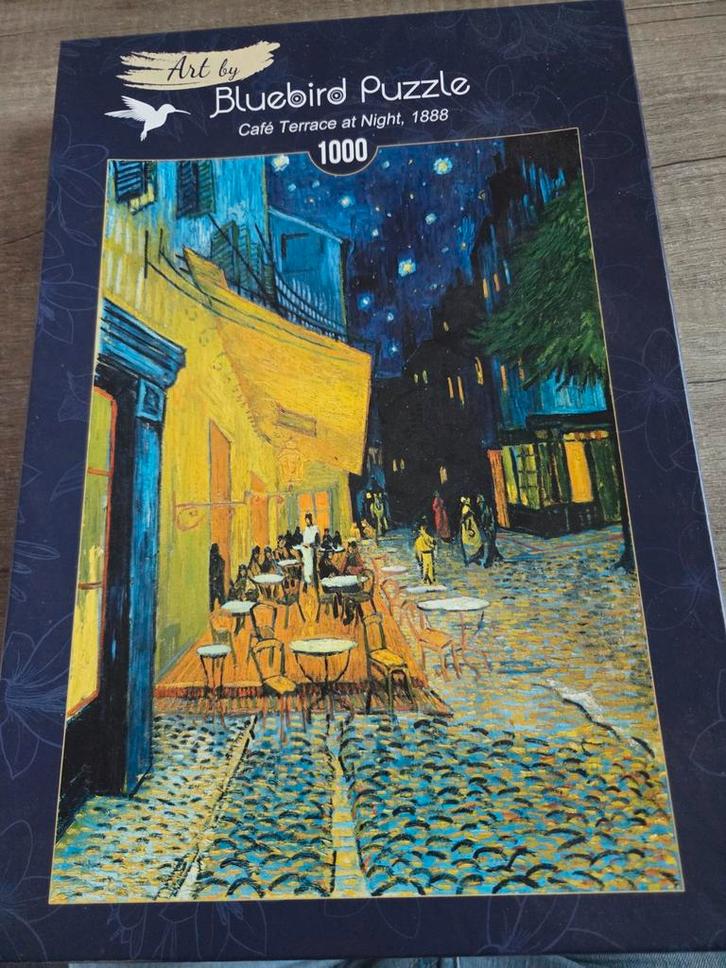 Bluebird Puzzel - Café Terrace at Night - 1000 stukjes, Hobby en Vrije tijd, Denksport en Puzzels, Zo goed als nieuw, Legpuzzel