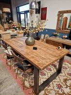 Massief Mango Houten Eettafel met Stalen U-Poot, Ophalen, Nieuw, 50 tot 100 cm, Vijf personen of meer