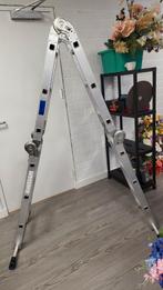 Vouwladder met platform aluminium 4 x 3 treden, Doe-het-zelf en Verbouw, Ladders en Trappen, Gebruikt, Ophalen
