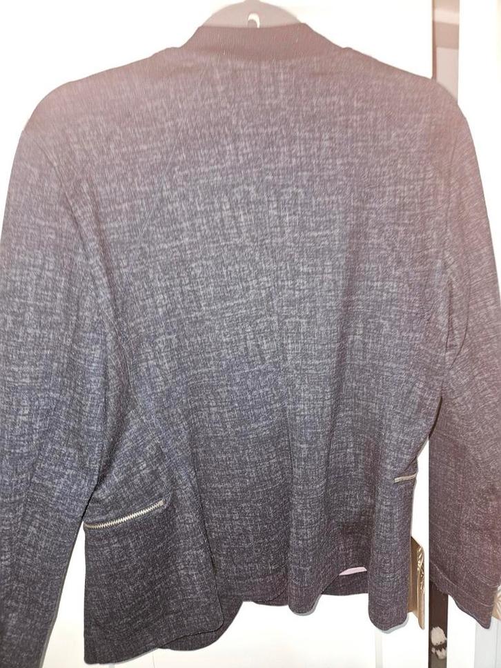 Donkerblauw gemêleerd jasje - Maat 42, Kleding | Dames, Jasjes, Kostuums en Pakken, Zo goed als nieuw, Jasje, Maat 42/44 (L), Blauw