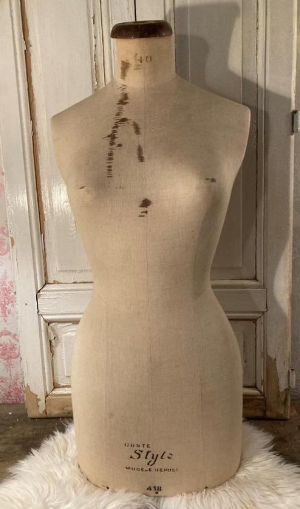 Brocante oude torso - buste - paspop / Frans, Antiek en Kunst, Curiosa en Brocante, Ophalen