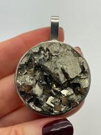A380 Prachtige zilveren hanger ruwe pyriet, Ophalen of Verzenden, Zilver, Met edelsteen