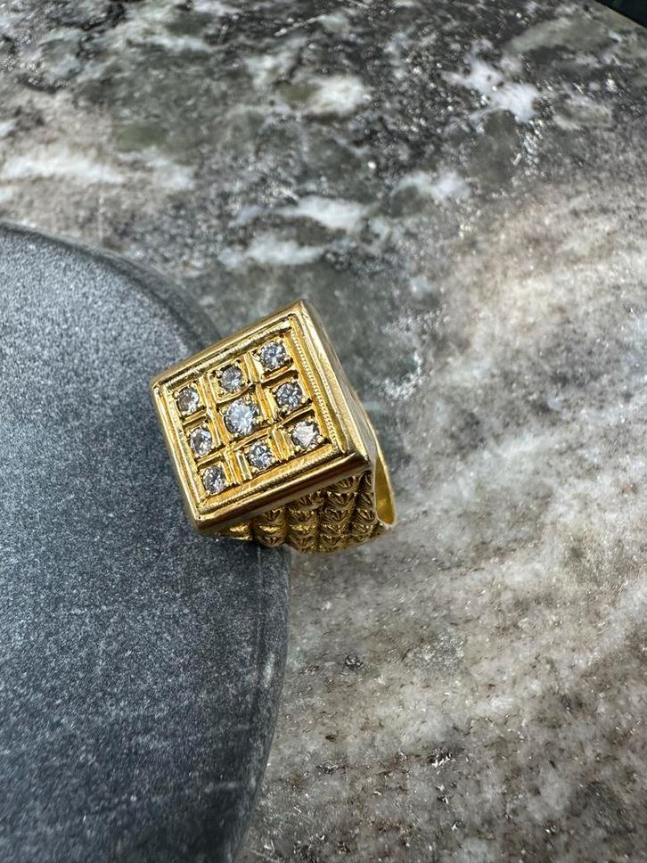 18k Gouden Ring met Diamanten, Sieraden, Tassen en Uiterlijk, Ringen, Nieuw, Dame of Heer, 19 tot 20, Goud, Met edelsteen, Ophalen of Verzenden