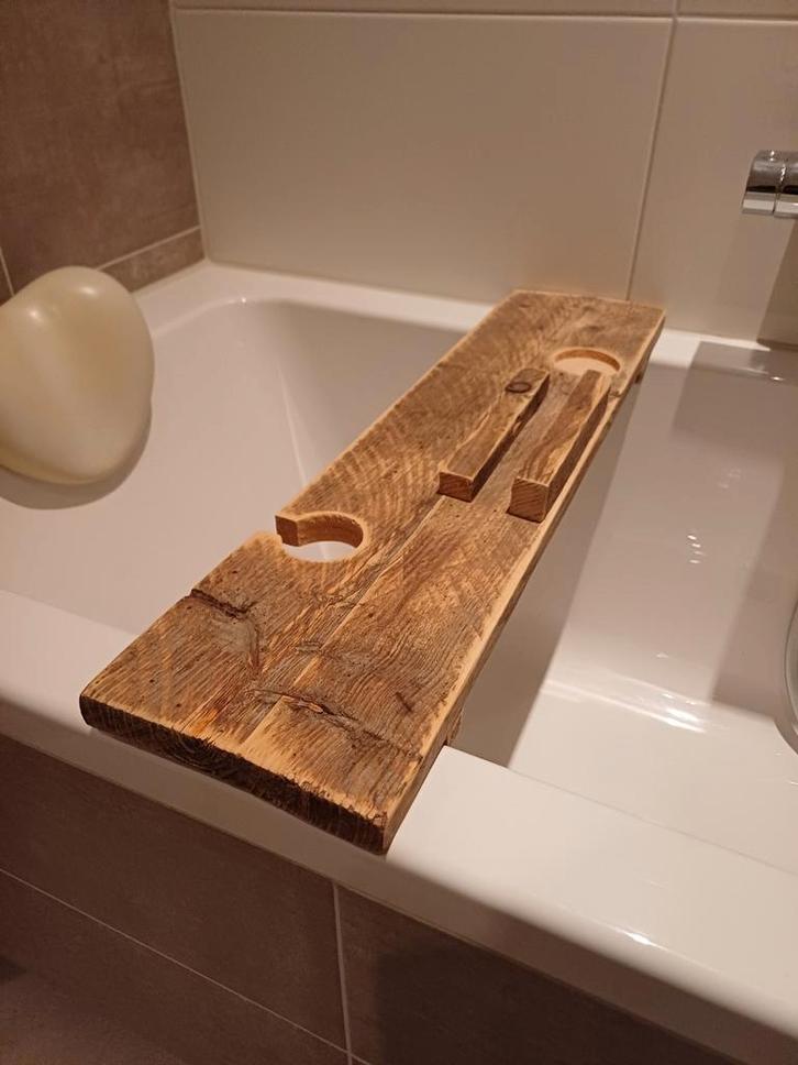 Houten badplank - op maat gemaakt (74 x 18,5 x 4,5 cm), Huis en Inrichting, Badkamer | Badtextiel en Accessoires, Gebruikt, Overige typen