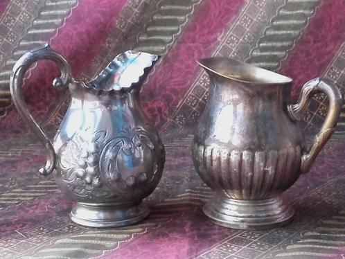 Twee mooie originele antieke silverplate kannetjes uit 1900., Antiek en Kunst, Antiek | Woonaccessoires, Ophalen of Verzenden