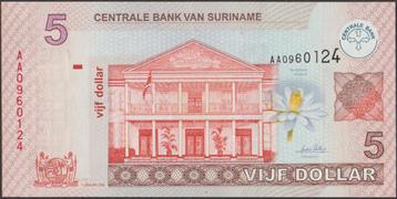 Suriname 5 dollar 2004 UNC p.157a (# 604) beschikbaar voor biedingen