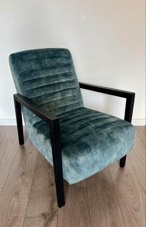 Fauteuil Lars - Velours Blauw, Huis en Inrichting, Fauteuils, Zo goed als nieuw, Hout, 50 tot 75 cm, 75 tot 100 cm, Ophalen