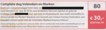 Complete dag Volendam en Marken korting € 30,00 p.p. Bon 80. beschikbaar voor biedingen